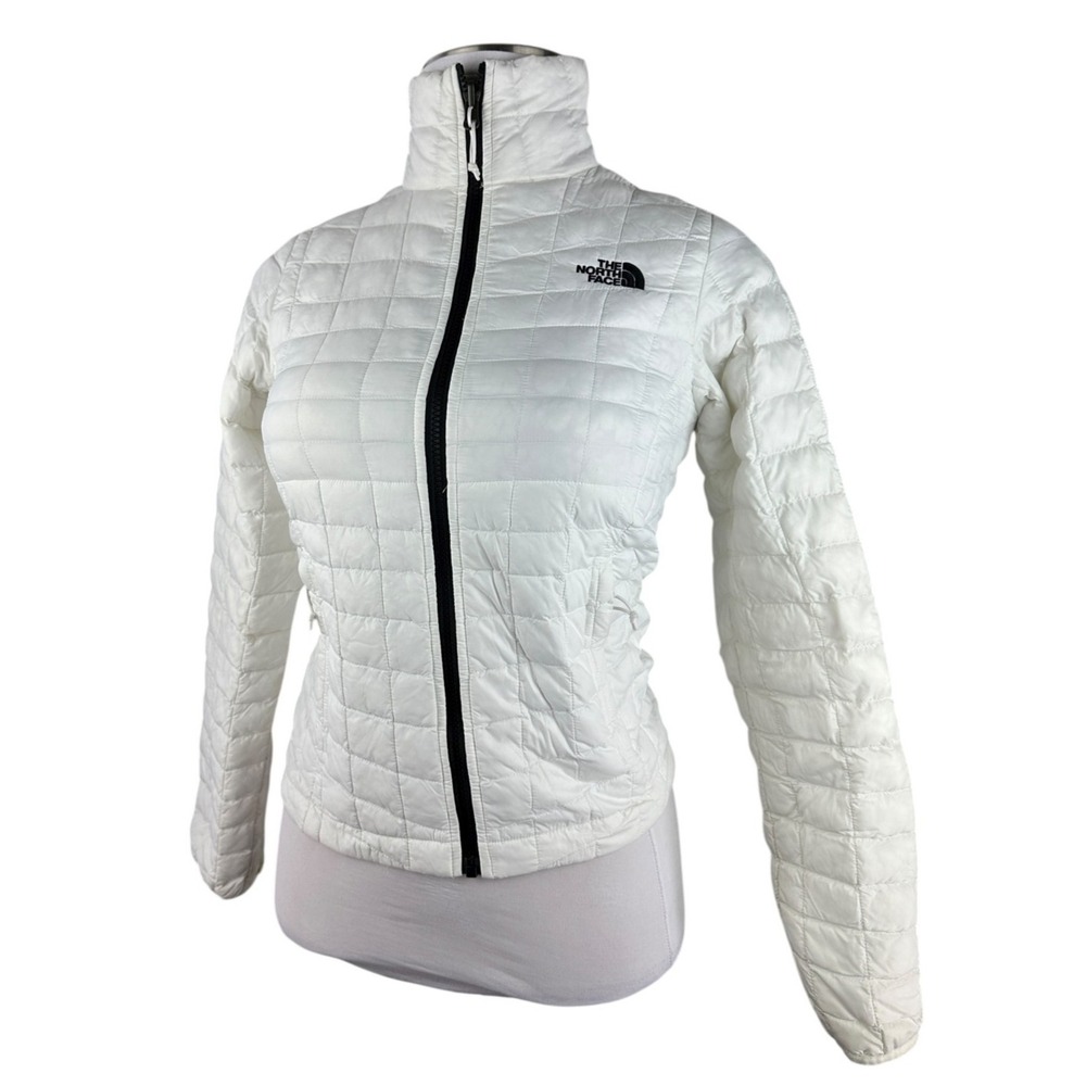 The North Face ThermoBall Jacket Womens Size XS White Full Zip Light Puffer Coat - Picture 1 of 13
